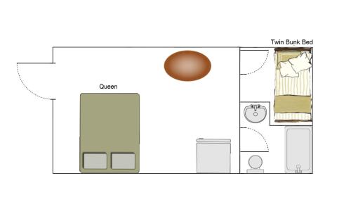 a floor plan of a bathroom with a toilet at Lone Fir Resort in Cougar