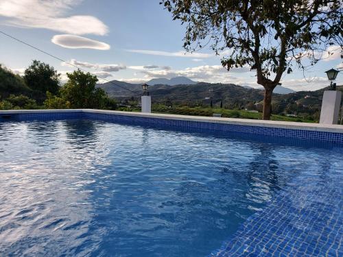 una piscina con vista sulle montagne di Casa Loko a Coín