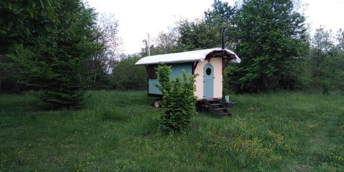 a dog house in the middle of a field at Shepherd's hut in nature in Vojnić