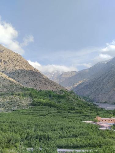 a view of a valley with mountains in the background at Atlas Chalet Armed in Imlil