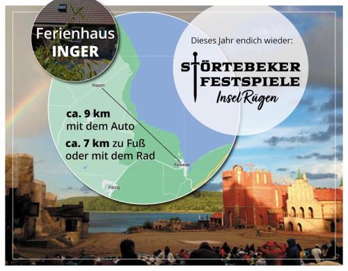 a flyer for a festival with a rainbow at Strand Familien Doppelhaushälfte ,,INGER'' #Familien-Treffen in Rappin