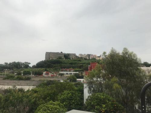 a view of a city with trees and buildings at B&B La Lingua in Procida