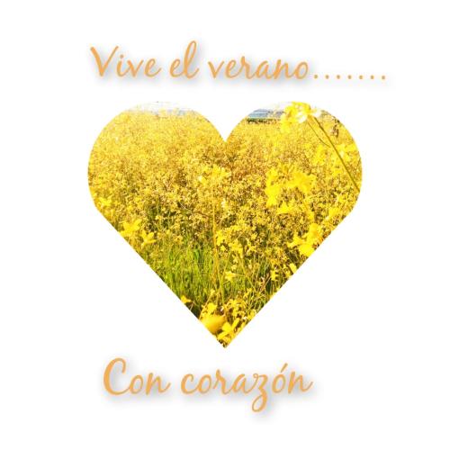 a heart filled with yellow flowers with the words we ve de verona cm c at Casa Rural El Robledo in Muñotello
