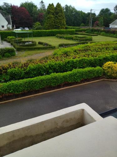 a view of a garden with a park at Chambre Solo Grande maison in Gouesnou