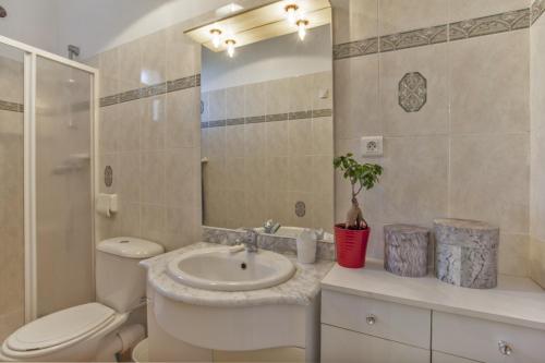 Santa-Reparata-di-BalagnaにあるCasa Gentileのバスルーム(洗面台、トイレ、鏡付)