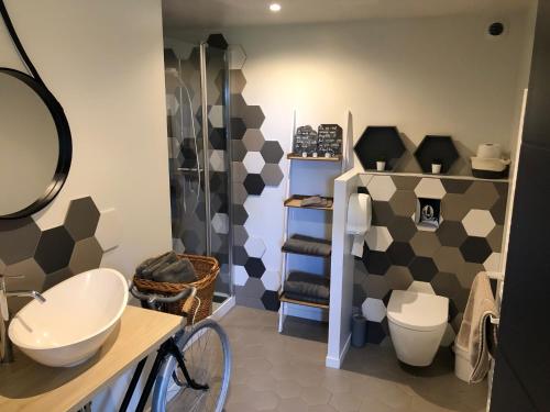 Vonios kambarys apgyvendinimo įstaigoje Chambres d`hôtes Domaine des Haies
