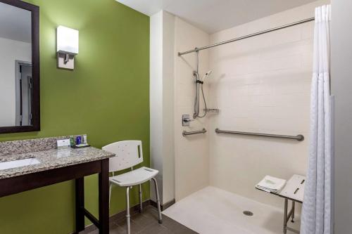 Un baño con lavabo y ducha en Sleep Inn Bowling Green North, en Bowling Green