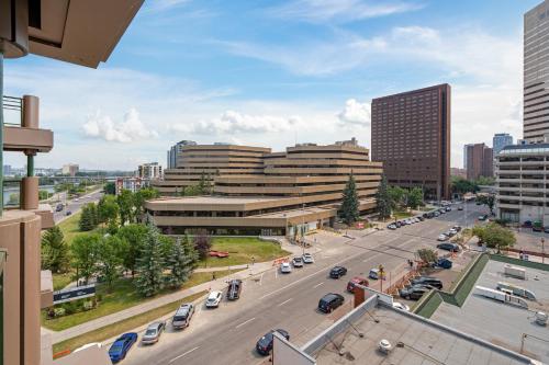 a view of a city street with cars on the road at ELEMENT ON FIRST by Manna in Calgary