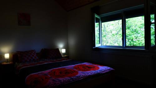 a bedroom with a bed and a window at Apartments Laura in Rakovica