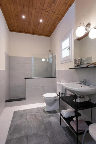 a bathroom with a toilet and a sink and a shower at Villa Apleton in Kassiopi