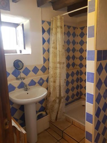 a bathroom with a sink and a shower at Granja de Matias in Cádiar