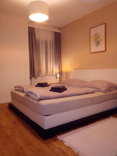 Säng eller sängar i ett rum på Gössl, Apartement und Doppelzimmer