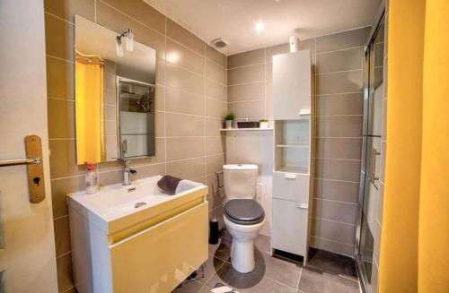 een badkamer met een toilet en een wastafel bij Agréable Maison au calme in Périgueux