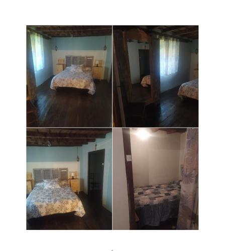 four pictures of a bedroom with a bed in a room at CASA DAMIAN in Camporredondo de Alba