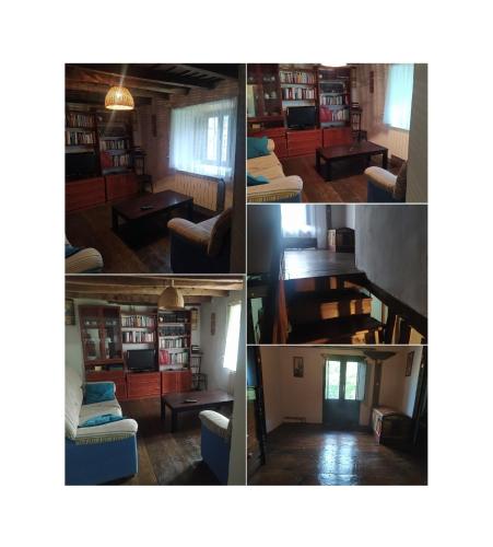 un grupo de cuatro fotos de una sala de estar en CASA DAMIAN, en Camporredondo de Alba