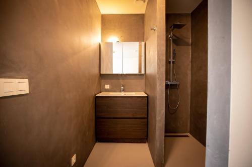 Een badkamer bij Rots in de Branding Luxurious 2 bedroom apartment in the dunes with sea sight