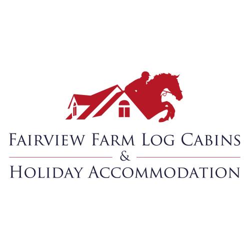 a logo for a farm log cabin and holiday accommodation at The Little John Petite Cosy Log Cabin - Sleeps 2, great for romantic breaks, couples, single guests, near Sherwood Forest at Fairview Farm, Nottingham set in 88 acres in Blidworth