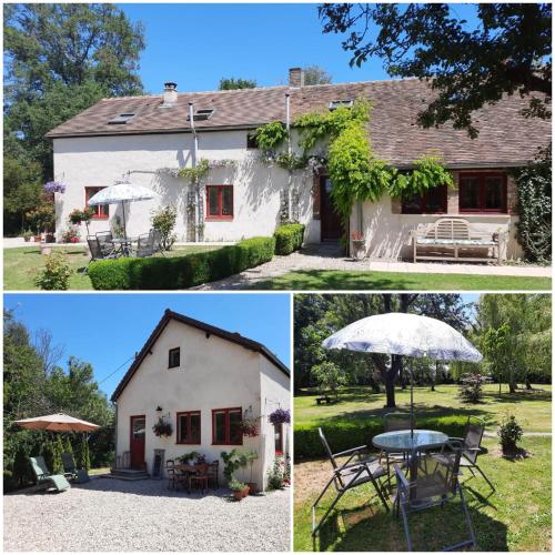 a collage of three pictures of a house at Champ Du Bois in Limoise