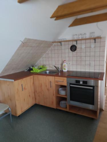 Kuchyň nebo kuchyňský kout v ubytování Malomkerék Vendégház