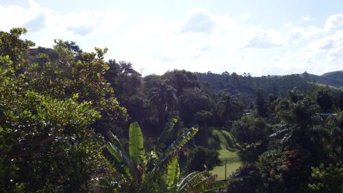 a view of a jungle with trees and a field at Casa Agradável com piscina. in Miguel Pereira