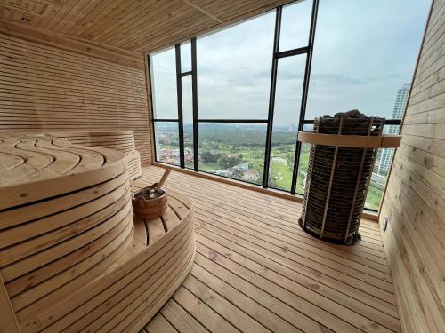 a sauna with a view of a city at Lumi Tropicana in Petaling Jaya