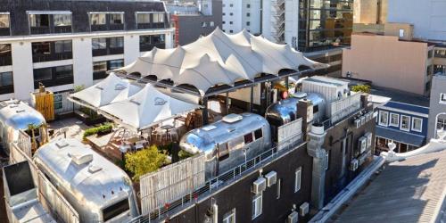 an overhead view of a train station in a city at Grand Daddy Boutique Hotel in Cape Town