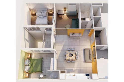 a rendering of a floor plan of a house at Centre Historique- FREE Parking-WIFI-CAMPAGNE CHIC- SLEEPNTRIPBEZIERS in Béziers