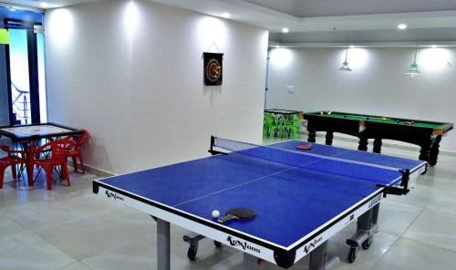 a ping pong table in a room with a ping pong ball at Peaks And Pines Resort in Lansdowne