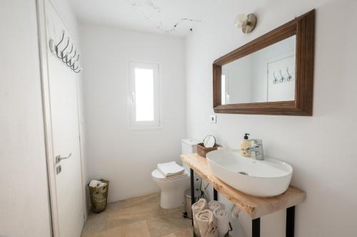 a bathroom with a sink and a mirror and a toilet at La Finquita - Adeje in Adeje