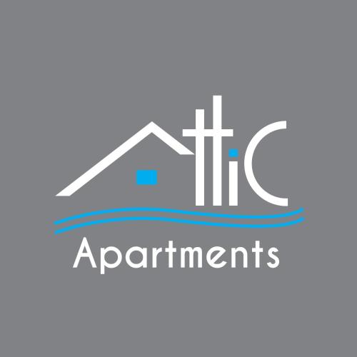 a logo for the apartment developments company at Attic Apartments in Agia Anna