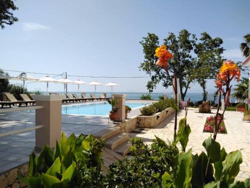 a view of the pool at the resort at Sea and Creek in Katelios