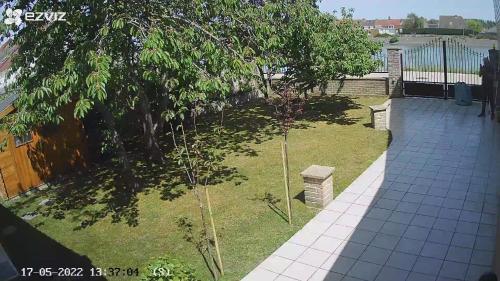 a garden with two trees in a yard at Studio Mer & Aa-terrasse-jardin-WIFI-parking-classé 3 étoiles in Grand-Fort-Philippe