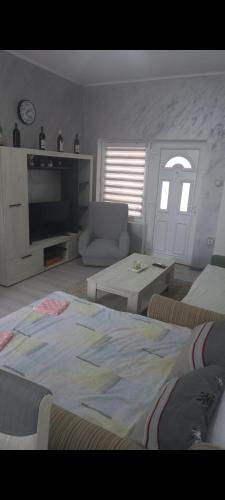 a living room with a large bed and a television at LJiljana 2 Bela crkva in Bela Crkva