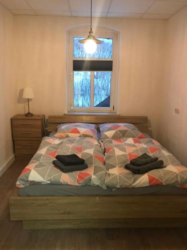 En eller flere senge i et værelse på Ferienwohnung Franke EG RuheZeit am Schwarzwasser