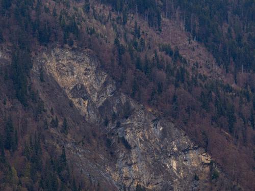 an aerial view of a rocky mountain with trees at Bärghäsli im BEO als Basis im Wintersportgebiet in Gsteigwiler