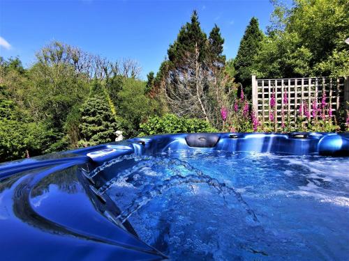 una grande piscina con acqua blu in un cortile di Corporate and Business Events and Away Days - Wellstone Cottages - Sleeps 24 a Llanfyrnach