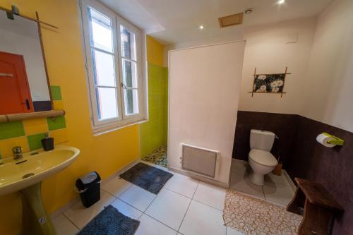 a bathroom with a toilet and a sink at Venez Rêver Béziers CENTRE et GARE il y a plus cher mais c est moins bien in Béziers