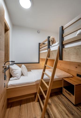 a bunk bed with a ladder in a room at Hotel Franks in Oberstdorf