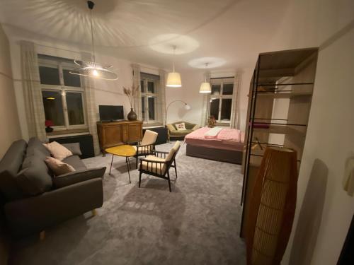 Ένα ή περισσότερα κρεβάτια σε δωμάτιο στο Apartment Stará Pošta