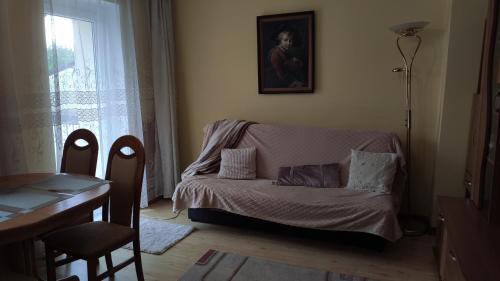 a living room with a couch and a table at Apartament Karłowicza in Gdańsk
