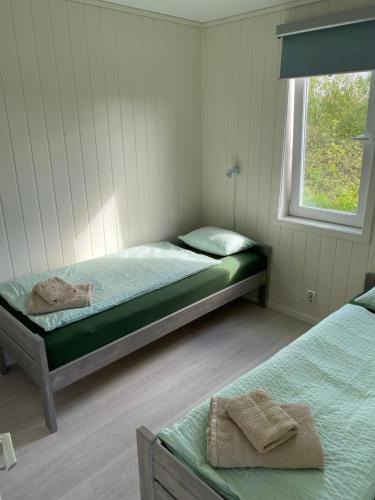 Postel nebo postele na pokoji v ubytování Feriehus med Sjøutsikt
