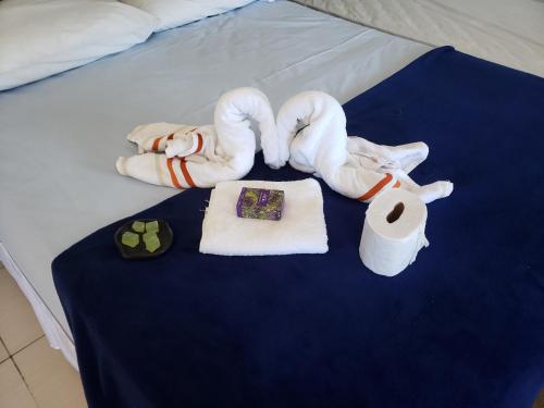 Posteľ alebo postele v izbe v ubytovaní Enseada Suítes