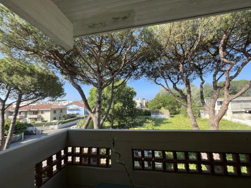 widok z balkonu domu z drzewami w obiekcie Casa Palma - 300mt dal Mare w mieście Marina di Massa