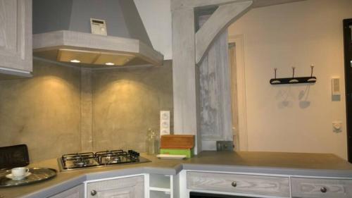 a kitchen with a stove and a counter top at Le clos des maraîchers in Sainte-Savine