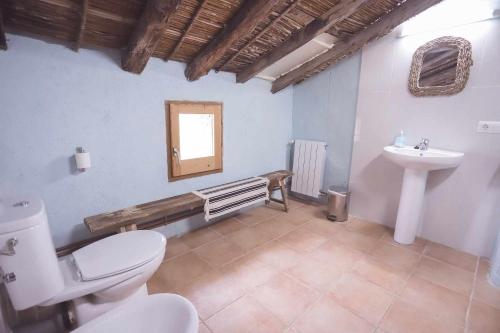 een badkamer met een toilet en een wastafel bij La Rectoria de Dosquers 24p in Maia de Montcal