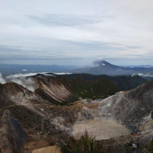 a view of a mountain from the top of a mountain at Sapo Karo Rest House in Berastagi