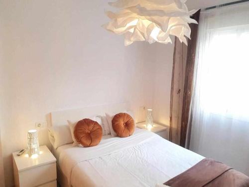 1 dormitorio con 1 cama con 2 almohadas en Acogedor y céntrico apartamento, en Málaga
