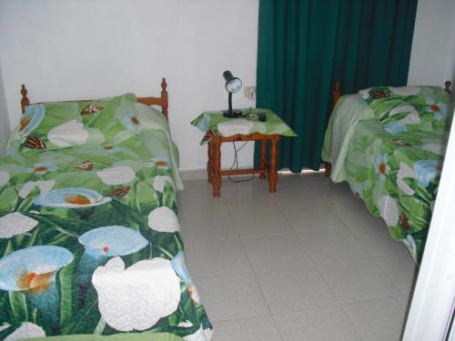 a bedroom with a bed and a desk at Pension El Guanche in Frontera