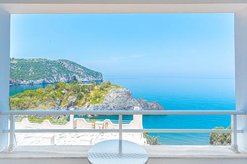 a view of the ocean from a balcony at The Life Suites in Limniónas