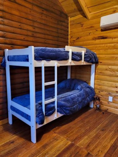 Habitación con 2 literas en una cabaña en Cabaña Un Lugar en el Mundo Lobos en Lobos